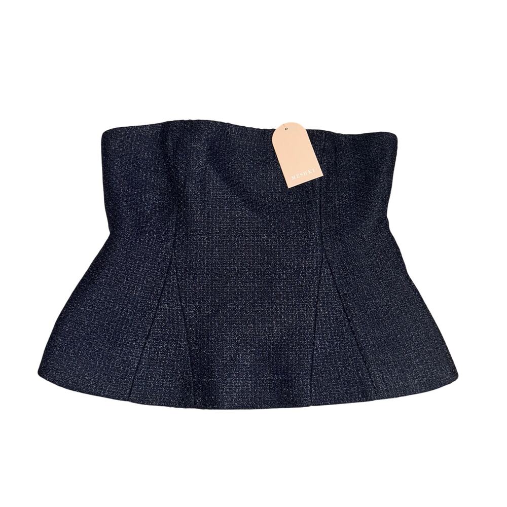 Meshki Cyrus Strapless Boulce Top Women's Size XL Navy Blue Side Zip NWT